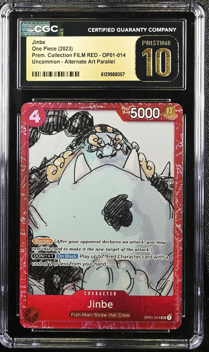 2023 #OP01-014 Jinbe CGC 10 Pristine Premium Collection FILM RED (Foil) - English