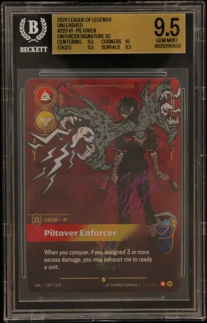 2026 #229* Vi - Piltover Enforcer SIGNATURE SC BGS 9.5 Riftbound: League of Legends TCG Unleashed