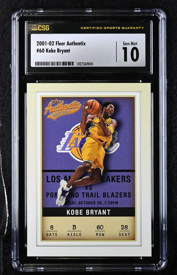 2001 #60 Kobe Bryant CGC 10 Fleer Authentix