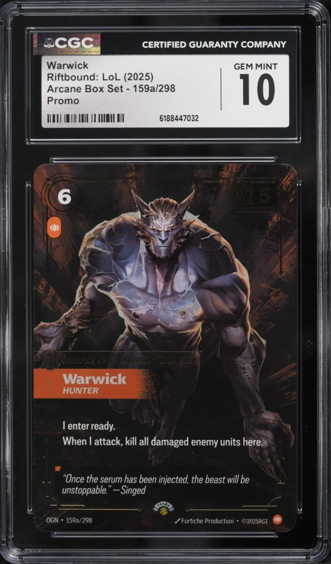 2025 #159a Warwick CGC 10 Riftbound League Of Legends LoL Promo Arcane Box Set
