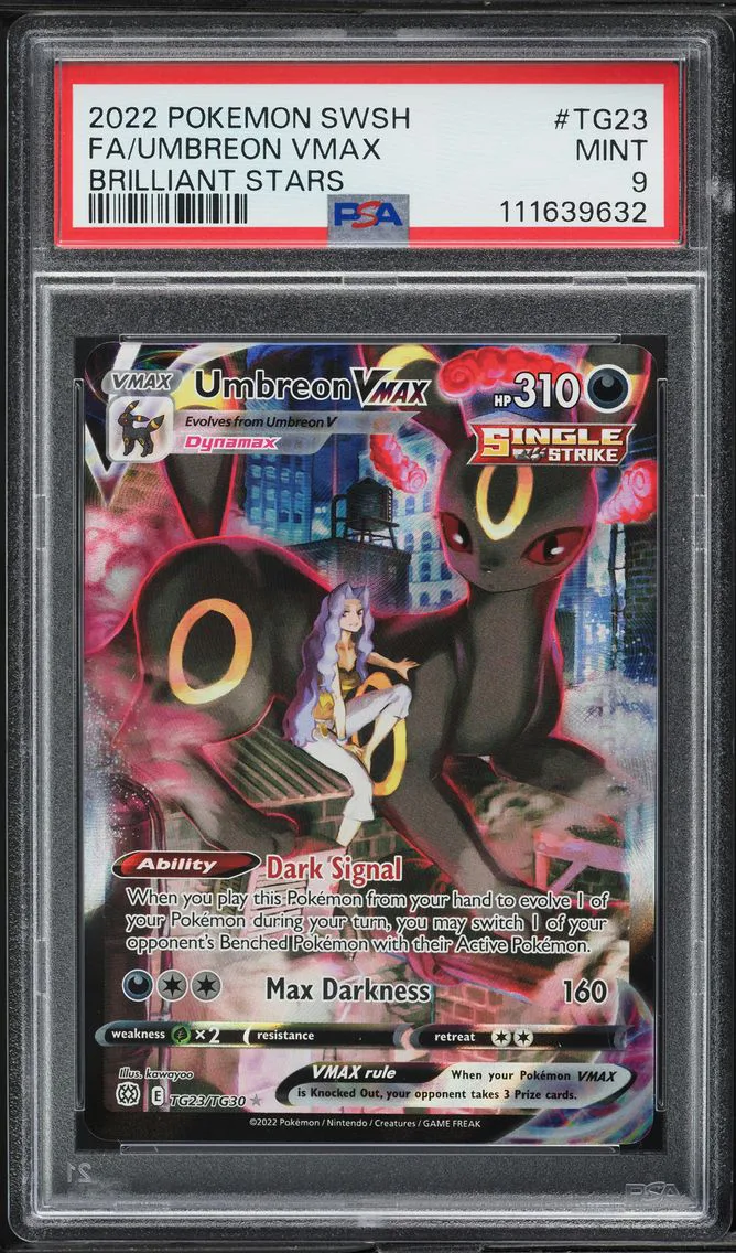 2022 Pokemon Sword & Shield Brilliant Stars Full Art/Umbreon Vmax Sword & Shield Brilliant Stars #TG23 PSA 9