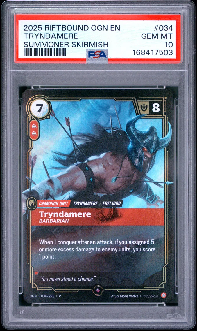 2025 #034 Tryndamere - Barbarian PSA 10 Riftbound: League of Legends Ogn-Origins