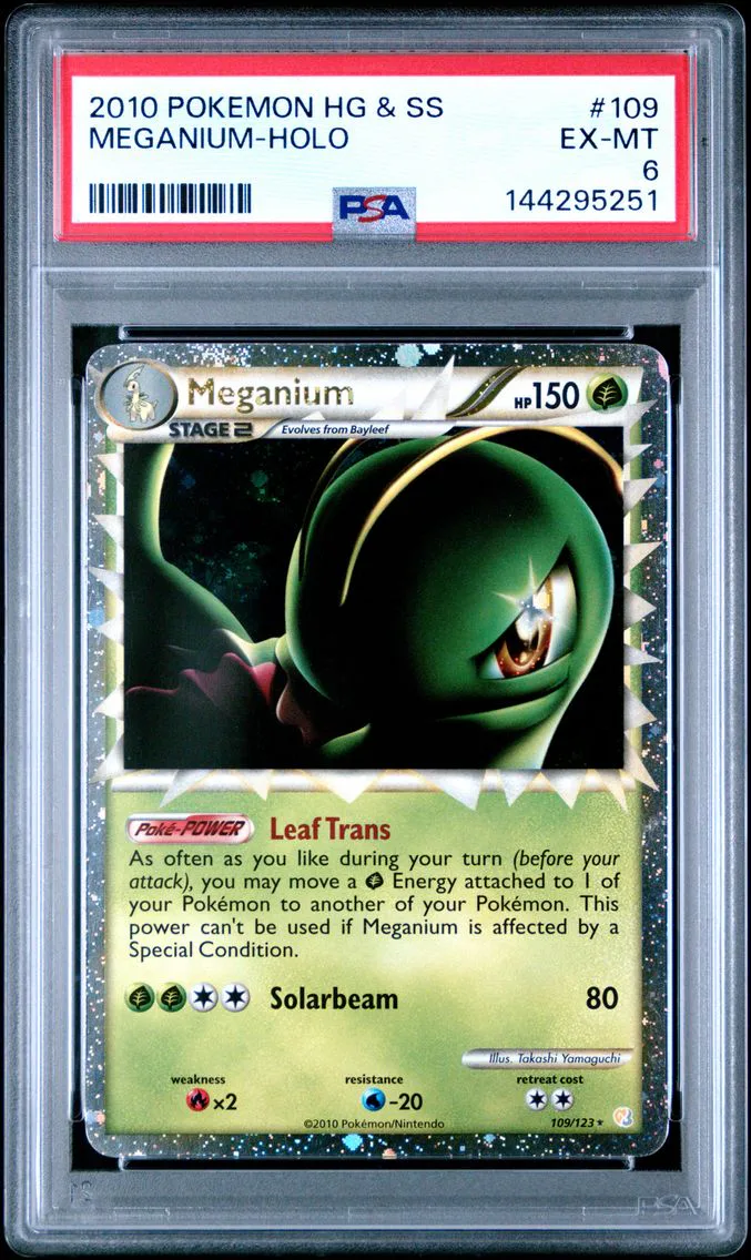 2010 #109 Meganium-Holo PSA 6 Heartgold & Soulsilver Pokemon