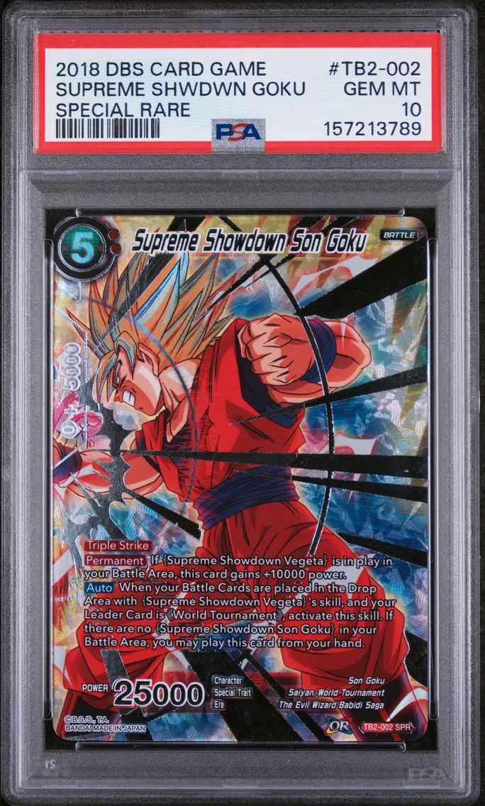 2018 #TB2-002 Supreme Showdown Son Goku PSA 10 Dragon Ball Super Card Game World Martial Arts Tournament Themed Booster Pack