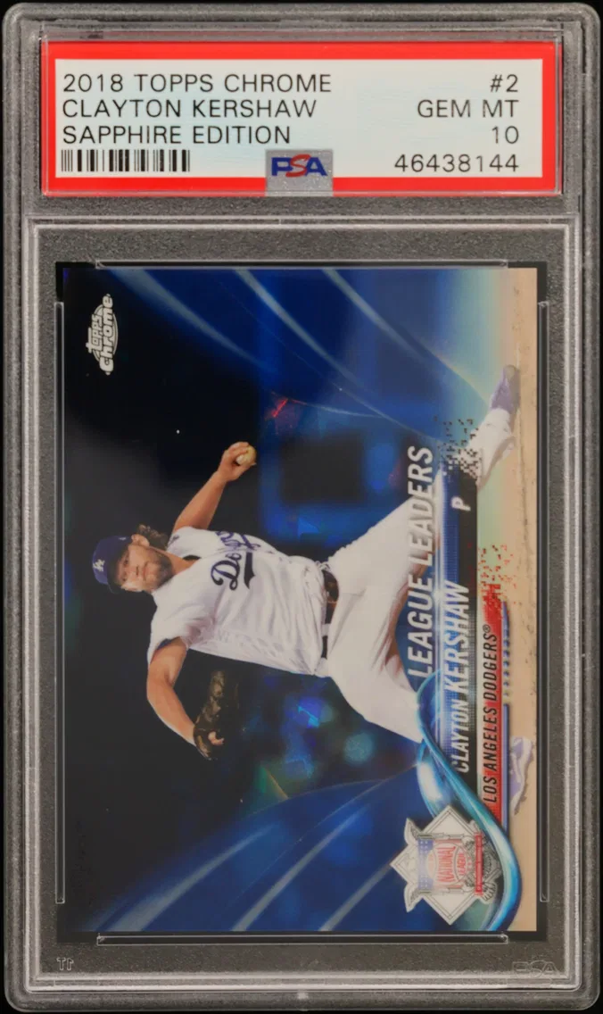 2018 #2 Clayton Kershaw PSA 10 Topps Chrome Sapphire Edition
