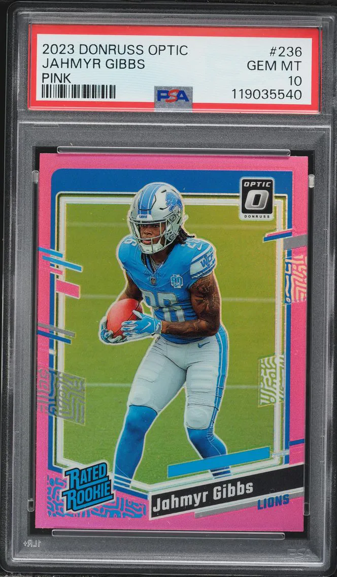 2023 #236 Jahmyr Gibbs PSA 10 Panini Donruss Optic Football