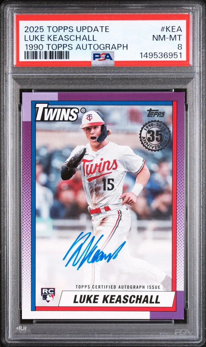 2025 #KEA Luke Keaschall PSA 8 Topps Update 1990 Topps Baseball Autographs