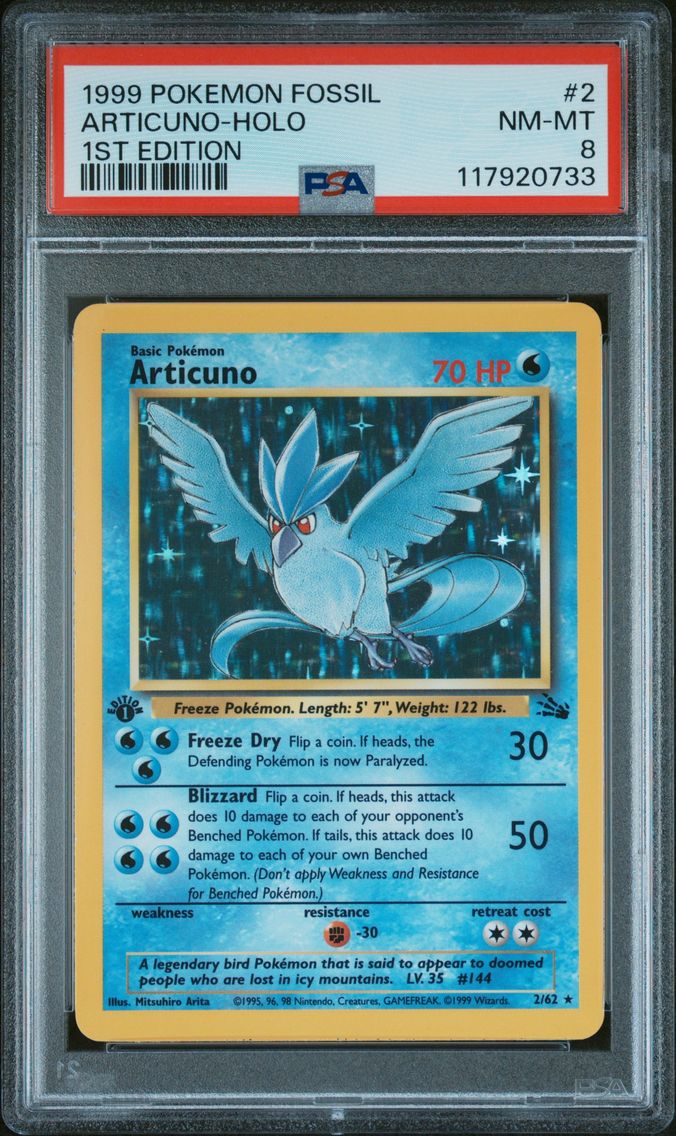 1999 #2 Articuno-Holo 1st Edition PSA 8 Fossil Pokemon