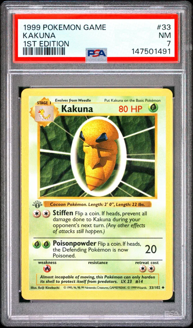 1999 #33 Kakuna 1st Edition PSA 7 Game