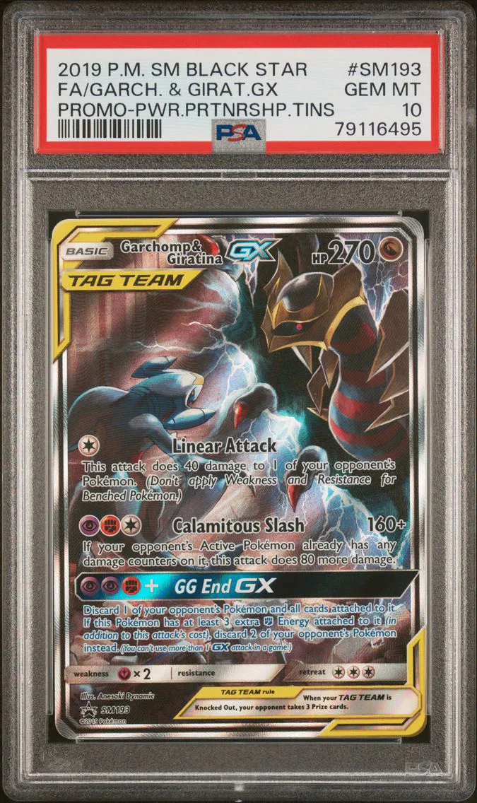 2019 #SM193 Full Art/Garchomp & Giratina GX PSA 10 SM Black Star Promo