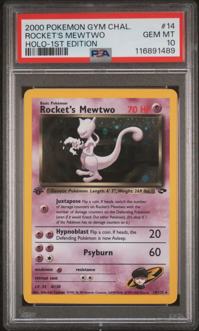 2000 #14 Rocket's Mewtwo Holo-1st Edition PSA 10 Gym Challenge Pokemon