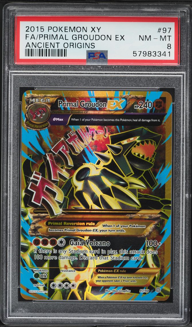 2015 #97 Full Art/Primal Groudon EX PSA 8 XY Ancient Origins Pokemon