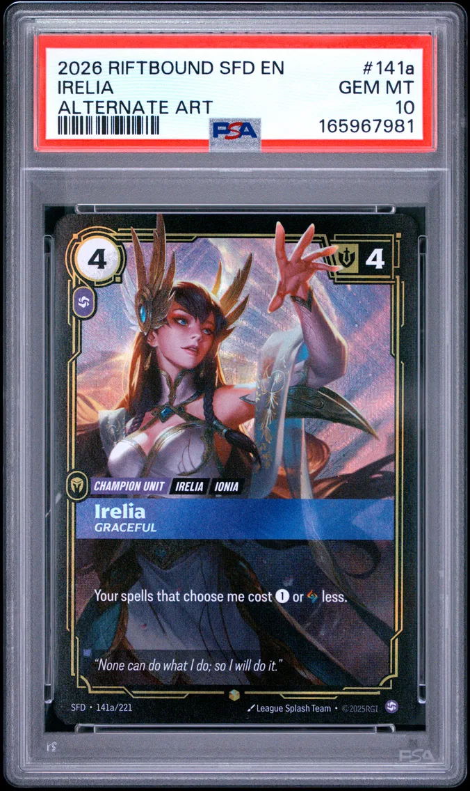 2026 #141a Irelia - Graceful PSA 10 Riftbound: League of Legends Sfd-Spiritforged