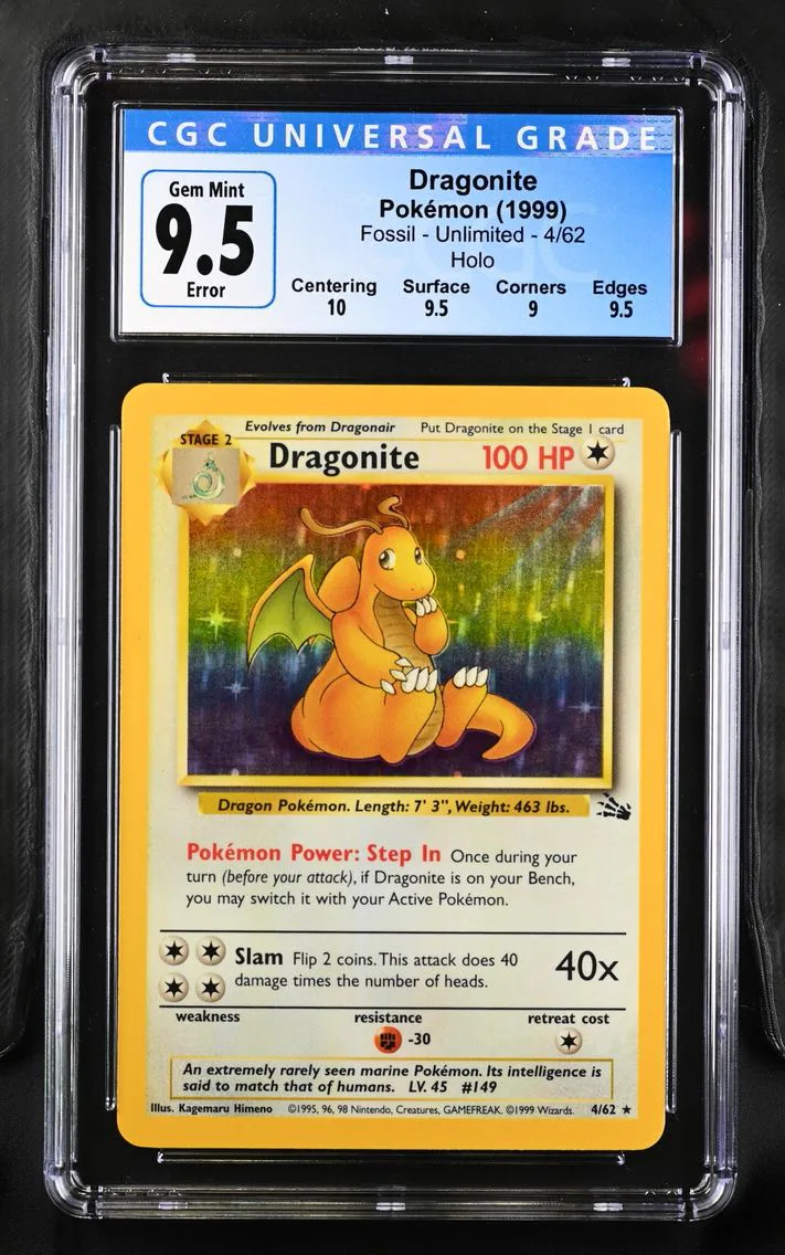 1999 #4 Dragonite CGC 10 Fossil - Unlimited - English
