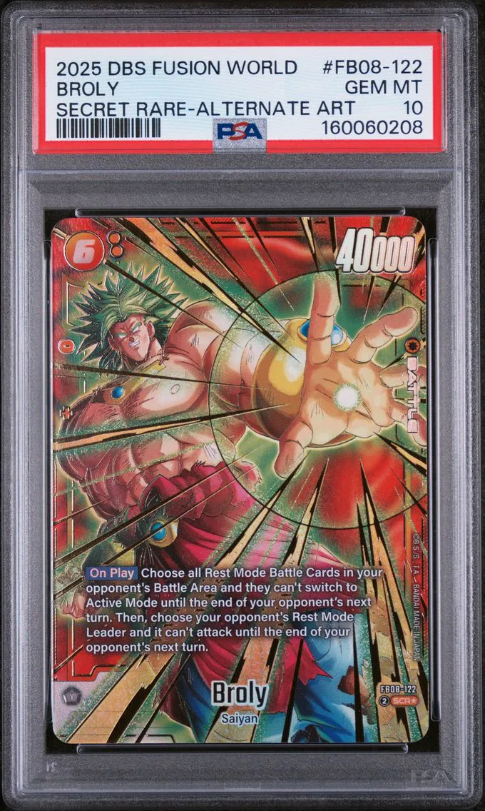 2025 #FB08-122 Broly PSA 10 Dragon Ball Super Card Game Fusion World Saiyan's Pride