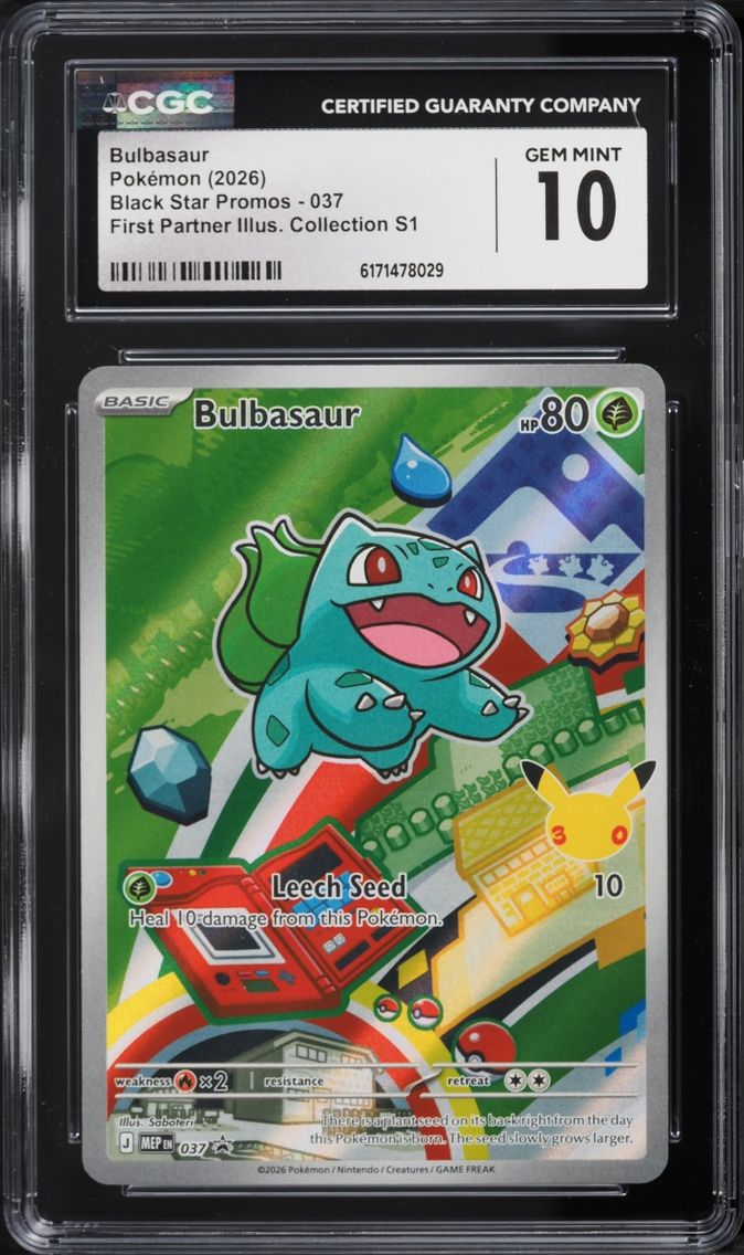 2026 Pokemon Mega Evolution Promo First Partner Illustration Full Art Bulbasaur #37 CGC 10 GEM