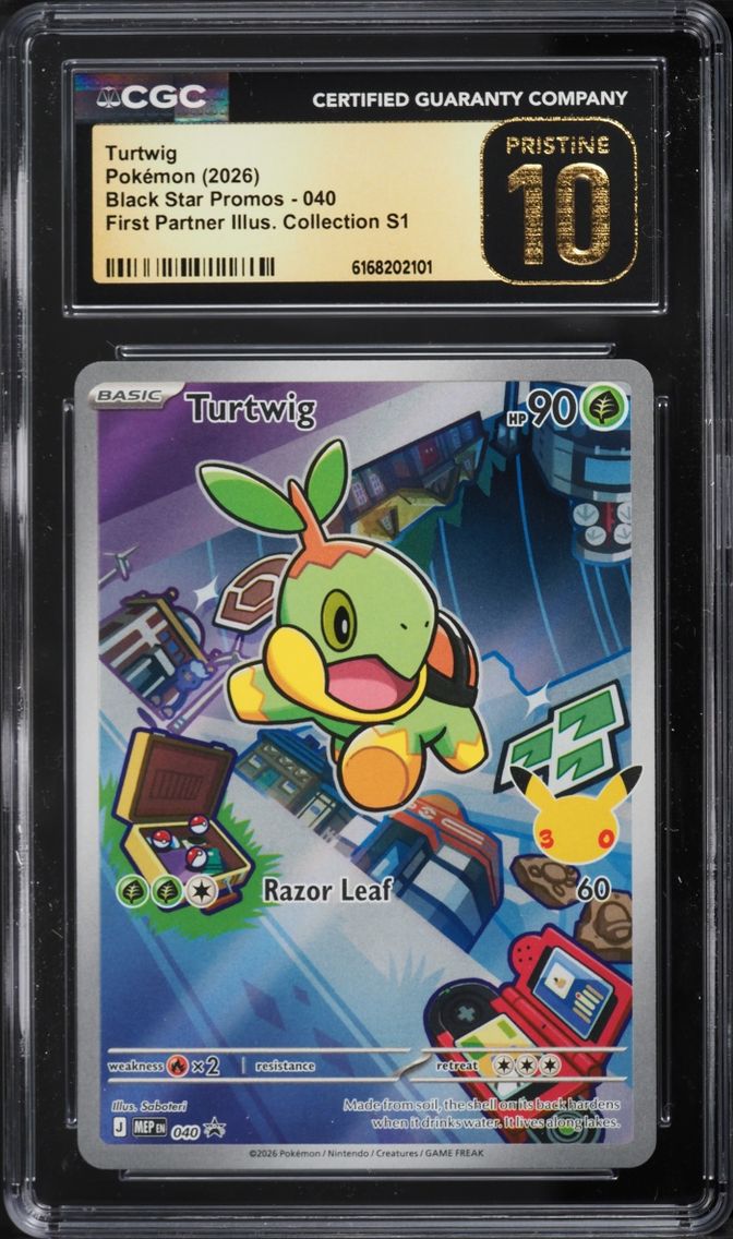 2026 Pokemon Mega Promo First Partner Illustration Full Art Turtwig #40 CGC 10 PRISTINE
