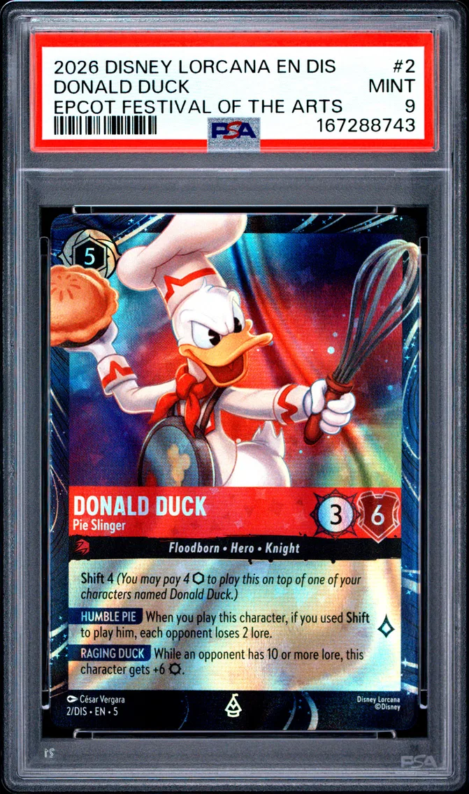 2026 #2 Donald Duck - Pie Slinger PSA 9 Disney Lorcana EN Dis-Magical Places Promo