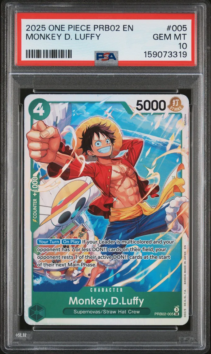2025 #005 Monkey D. Luffy PSA 10 One Piece PRB02-Premium Booster -One Piece Card the Best- Vol.2