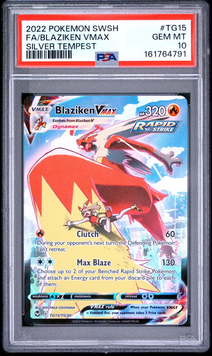 2022 #TG15 Full Art/Blaziken Vmax PSA 10 Sword & Shield Silver Tempest