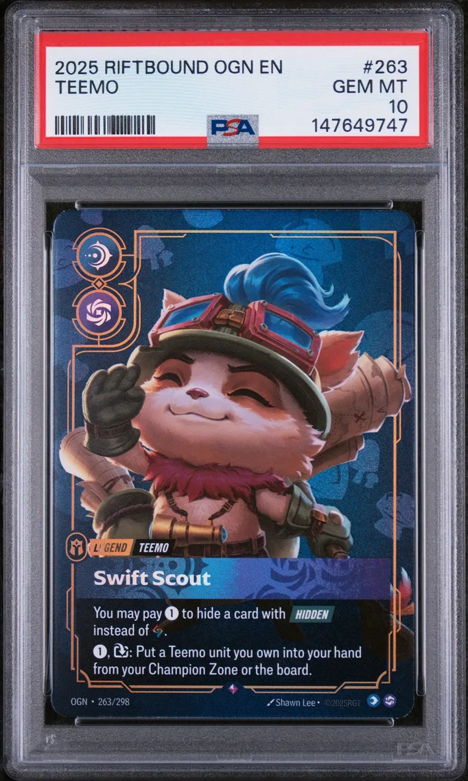 2025 #263 Teemo - Swift Scout PSA 10 Riftbound: League of Legends Ogn-Origins