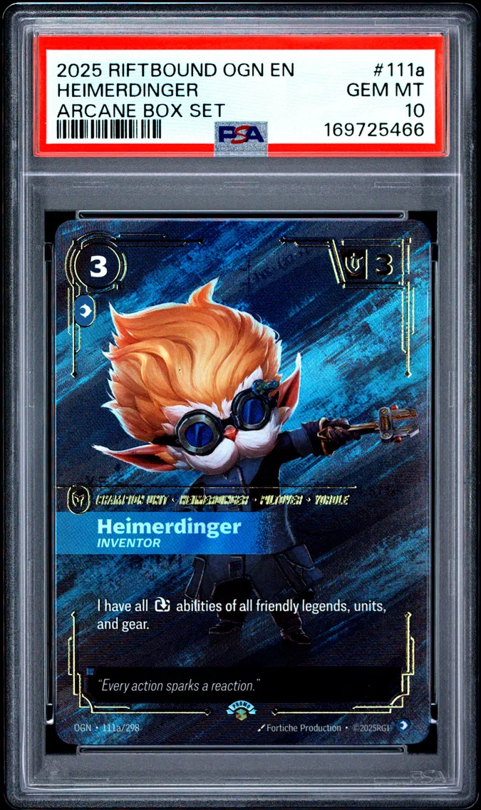 2025 #111a Heimerdinger - Inventor PSA 10 Riftbound: League of Legends Ogn-Origins
