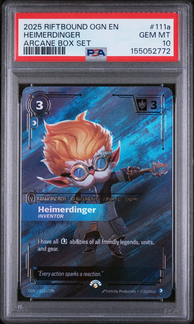 2025 #111a Heimerdinger - Inventor PSA 10 Riftbound: League of Legends Ogn-Origins