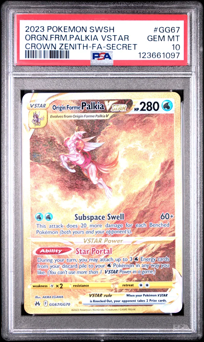 2023 Pokemon Sword and Shield Crown Zenith Full Art/Origin Forme Palkia Vstar Sword and Shield Crown Zenith #GG67 PSA 10