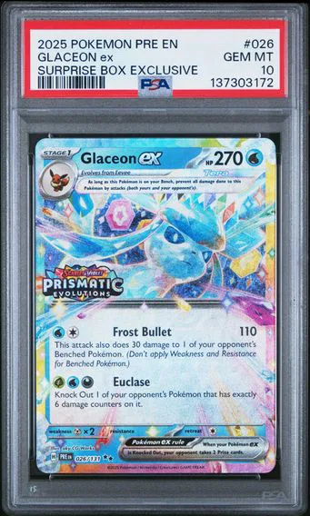 2025 #026 Glaceon EX PSA 10 Pre EN-Prismatic Evolutions Pokemon