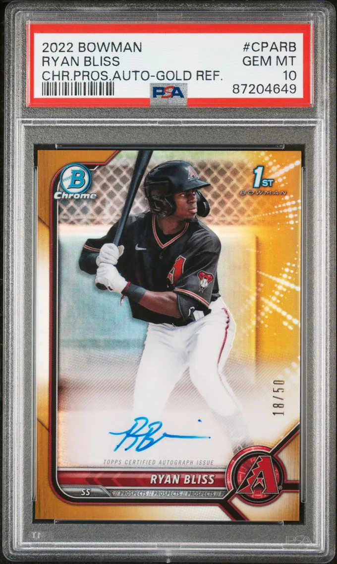 2022 #CPARB Ryan Bliss PSA 10 Bowman Chrome Prospect Autographs
