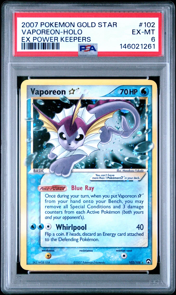 2007 #102 Vaporeon-Holo Gold Sta