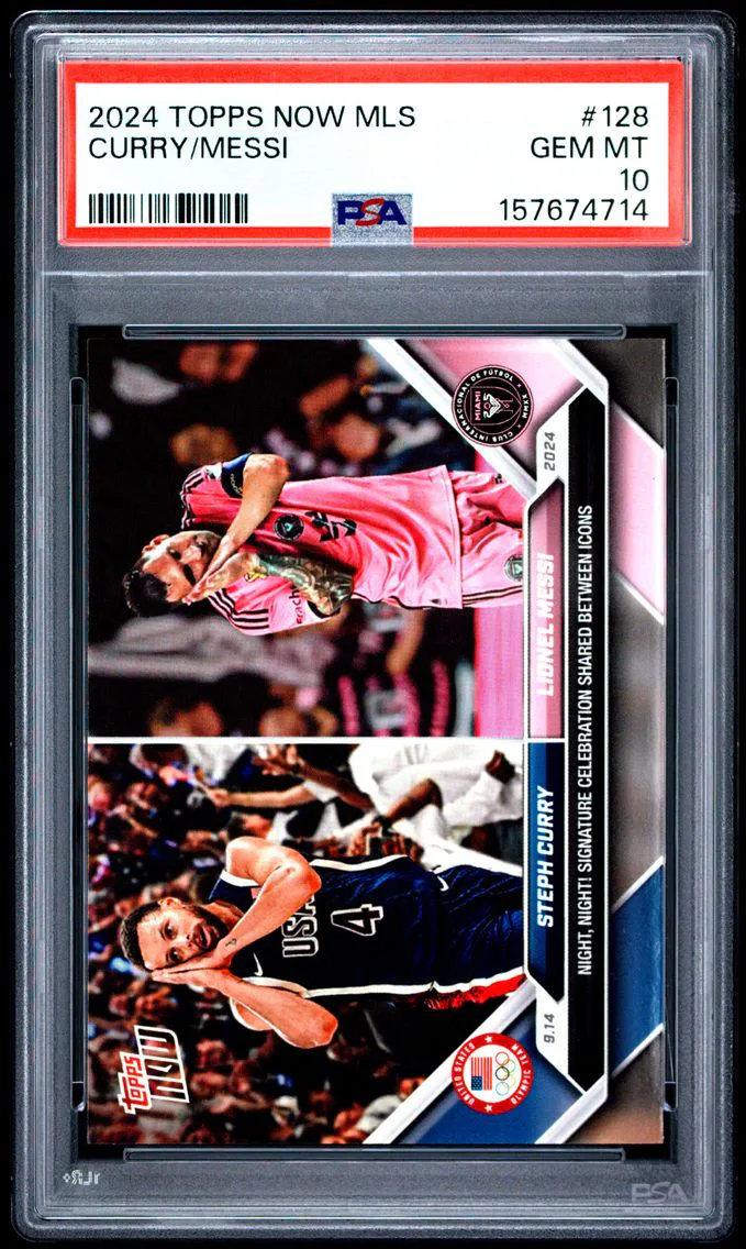 2024 #128 Lionel Messi/Steph Curry PSA 10 Topps Now MLS