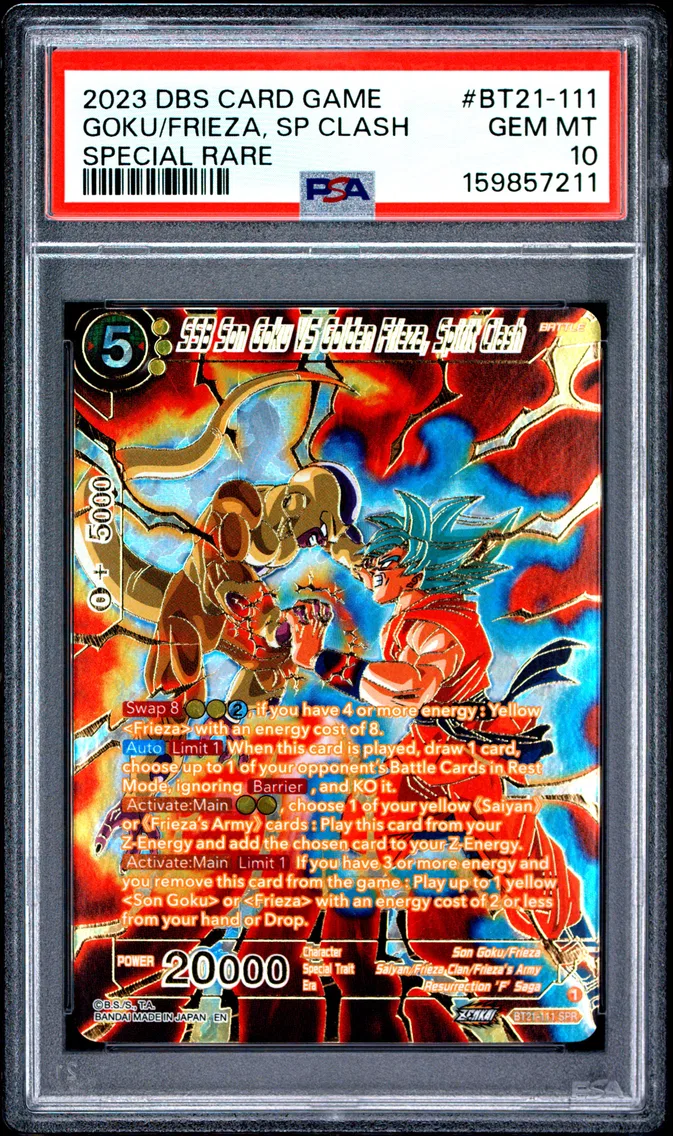 2023 #BT21-111 SSB Son Goku VS Golden Frieza, Spirit Clash PSA 10 Dragon Ball Super Card Game Series 21 Wild Resurgence