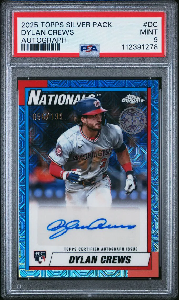2025 #DC Dylan Crews PSA 9 Topps Silver Pack 1990 Chrome Promo Autograph