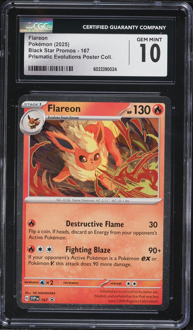 2025 #167 Flareon CGC 10 Svp EN-SV Black Star Promo Pokemon