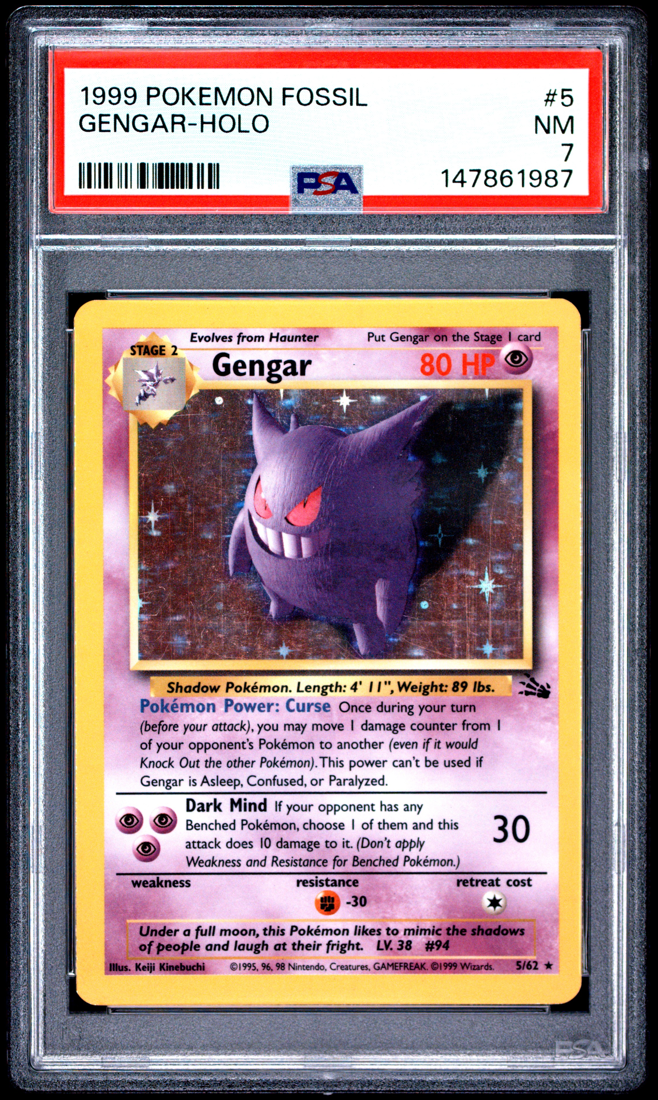 1999 #5 Gengar-Holo PSA 7 Fossil