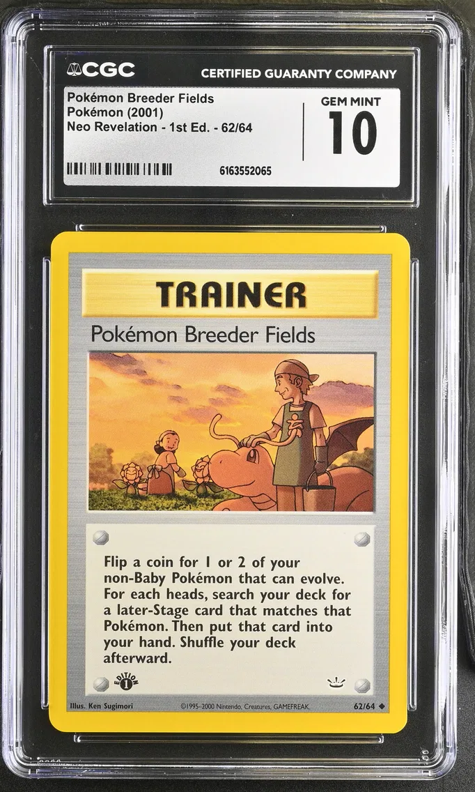 2001 #62 Pokemon Breeder Fields CGC 10 Neo Revelation - 1st Edition - English