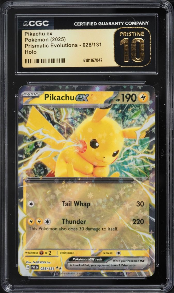 2025 Pokemon Scarlet & Violet Prismatic Evolutions Holo Pikachu Ex #28 CGC 10 PRISTINE
