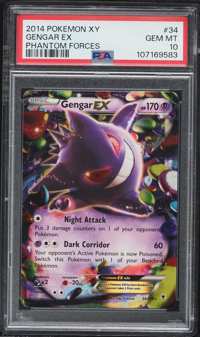 2014 #34 Gengar EX PSA 10 XY Phantom Forces Pokemon