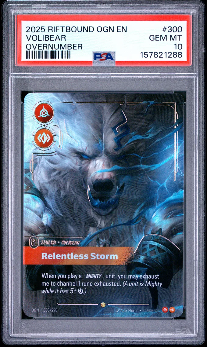 2025 #300 Volibear - Relentless Storm PSA 10 Riftbound: League of Legends Ogn-Origins