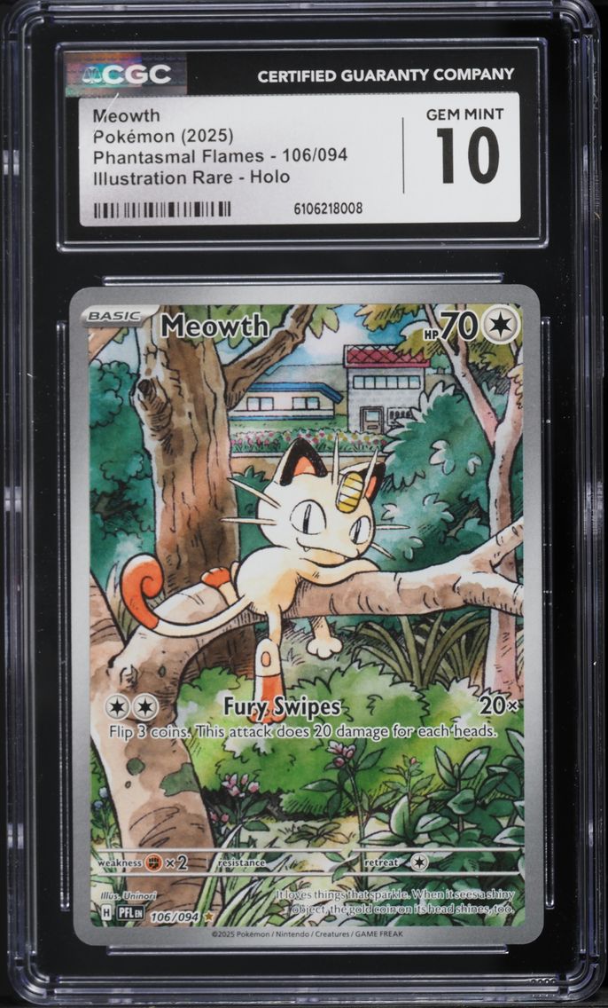 2025 #106 Meowth CGC 10 Pfl EN-Phantasmal Flames Pokemon