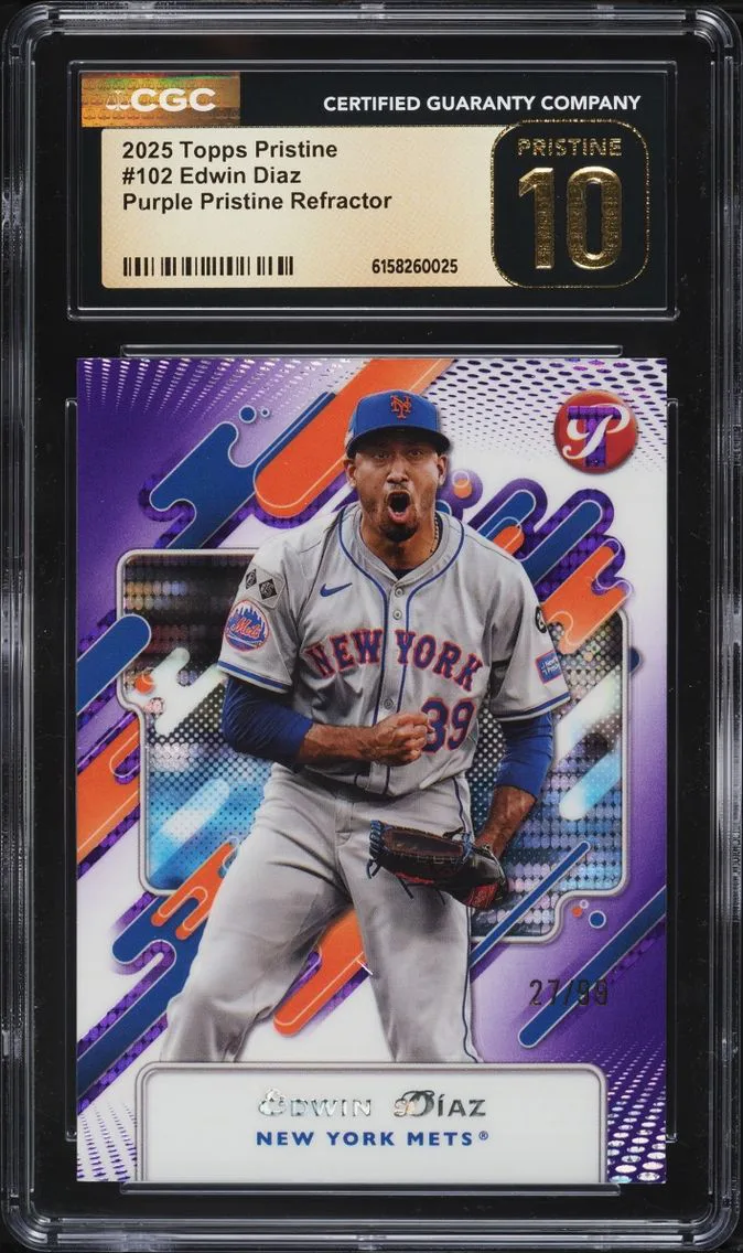 2025 Topps Pristine Purple Refractor Edwin Diaz /99 #102 CGC 10 PRISTINE