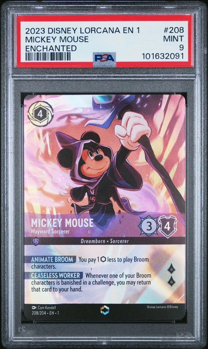 2023 #208 Mickey Mouse - Wayward Sorcerer PSA 9 Disney Lorcana EN 1-the First Chapter