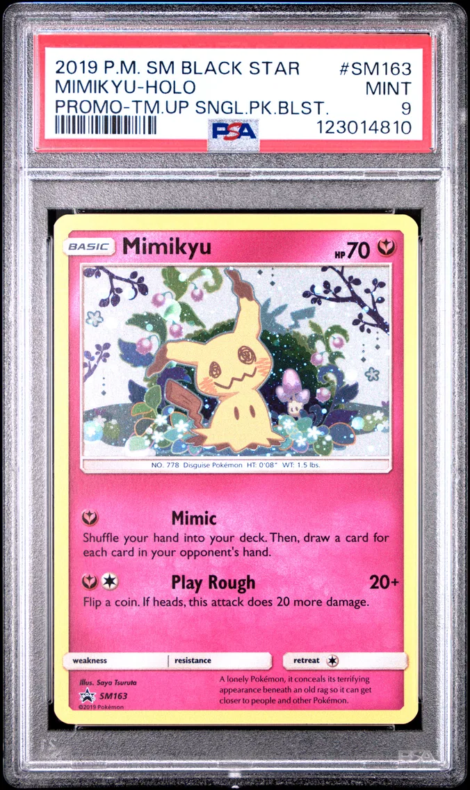 2019 #SM163 Mimikyu-Holo PSA 9 SM Black Star Promo