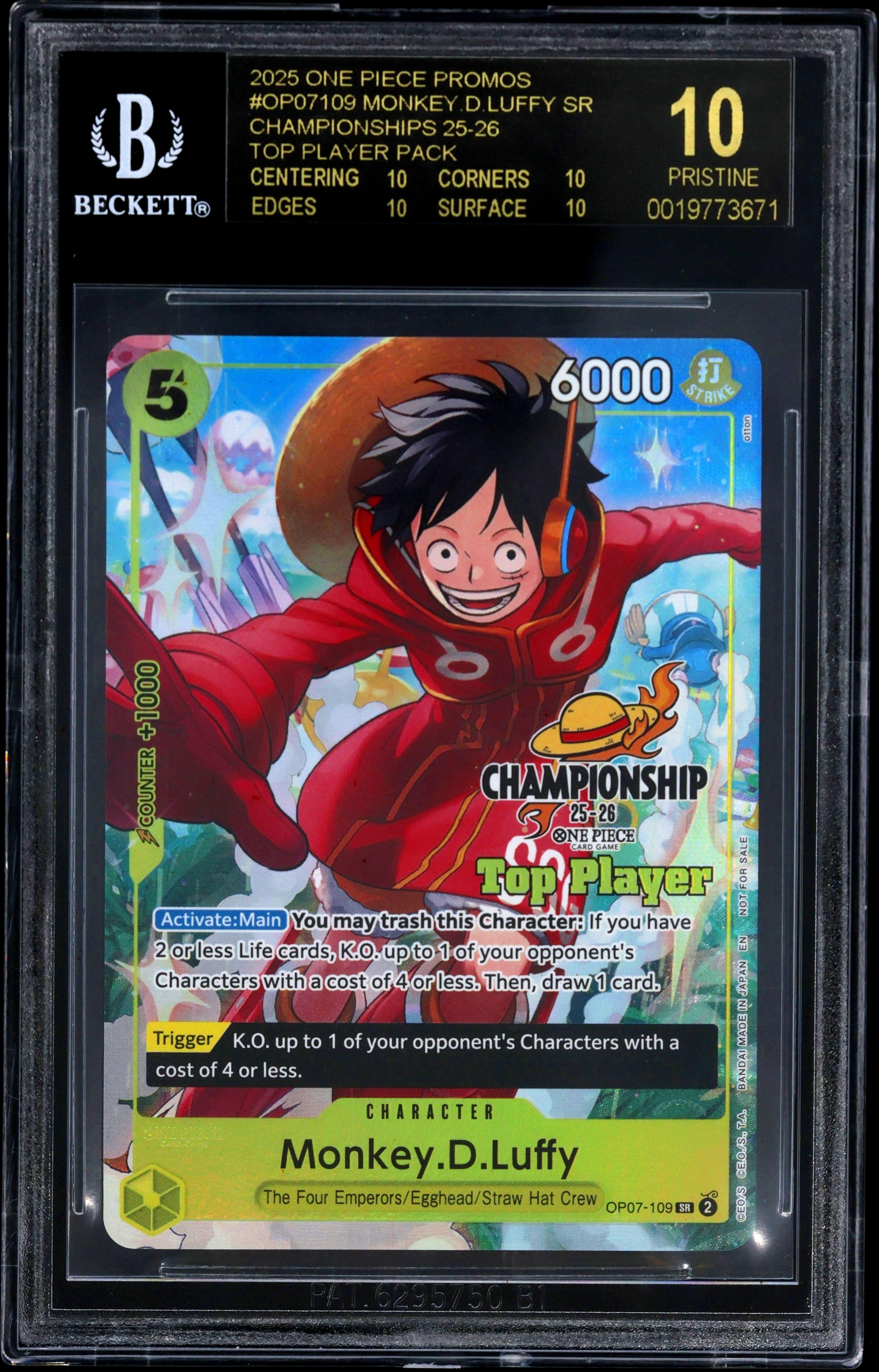 2025 #OP07109 Monkey.D.Luffy SR/(Championships 25-26 Top Player Pack) BGS 10 One Piece Card Game Promos
