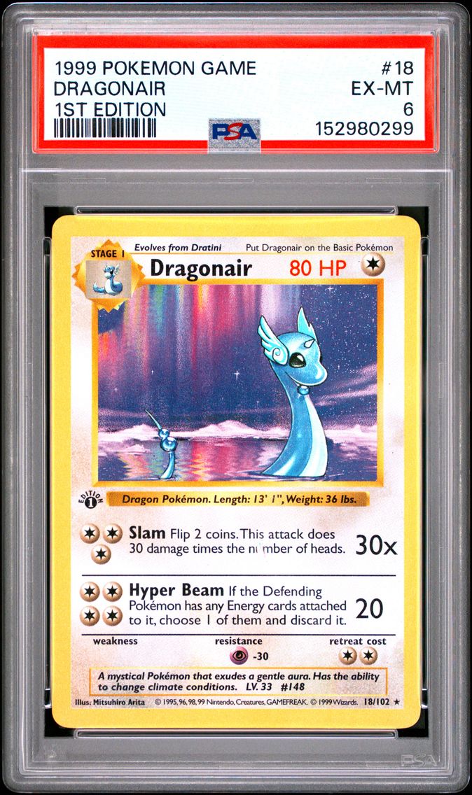 1999 #18 Dragonair 1st Edition PSA 6 Game