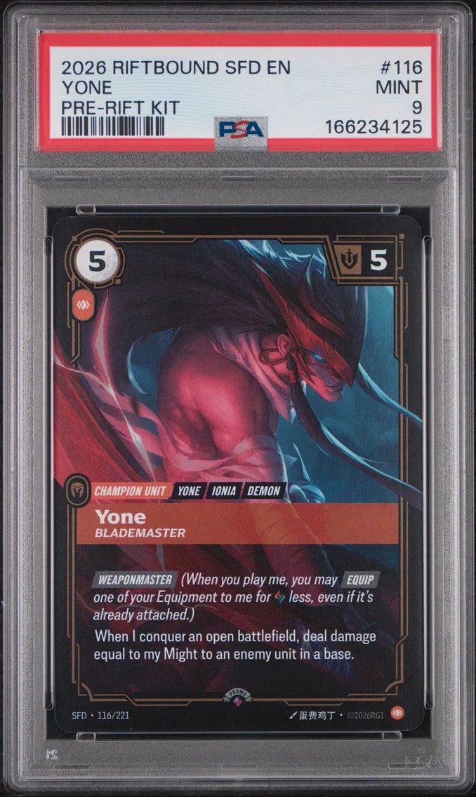2026 #116 Yone - Blademaster PSA 9 Riftbound: League of Legends Sfd-Spiritforged