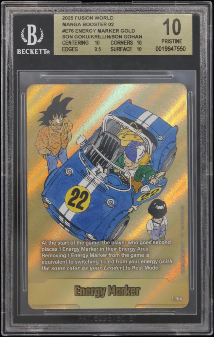 2025 #E76 Energy Marker (Son Goku/Krillin/Son Gohan : Childhood) GOLD BGS 10 Dragon Ball Super Card Game Fusion World Manga Booster 02