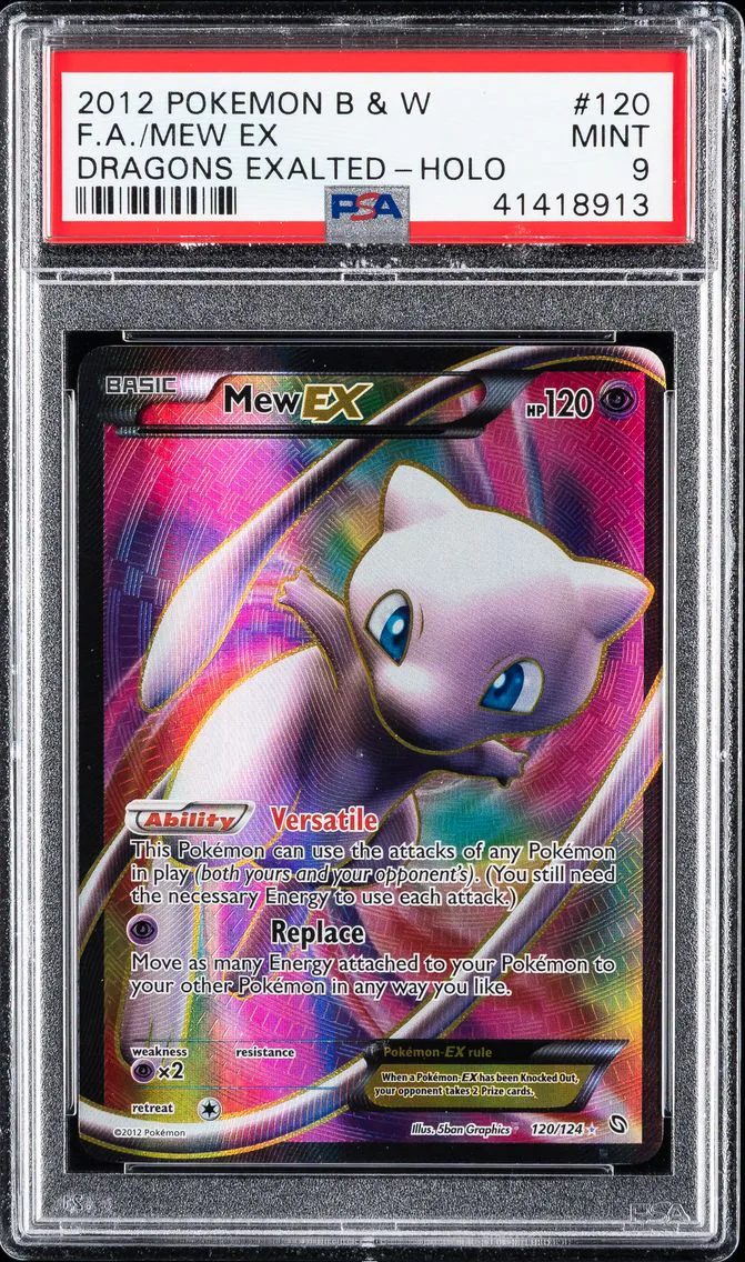 2012 #120 Full Art/Mew EX PSA 9 Black & White Dragons Exalted Pokemon