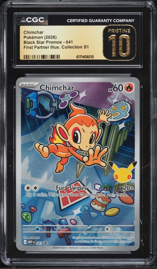 2026 Pokemon Mega Promo First Partner Illustration S1 Full Art Chimchar #41 CGC 10 PRISTINE